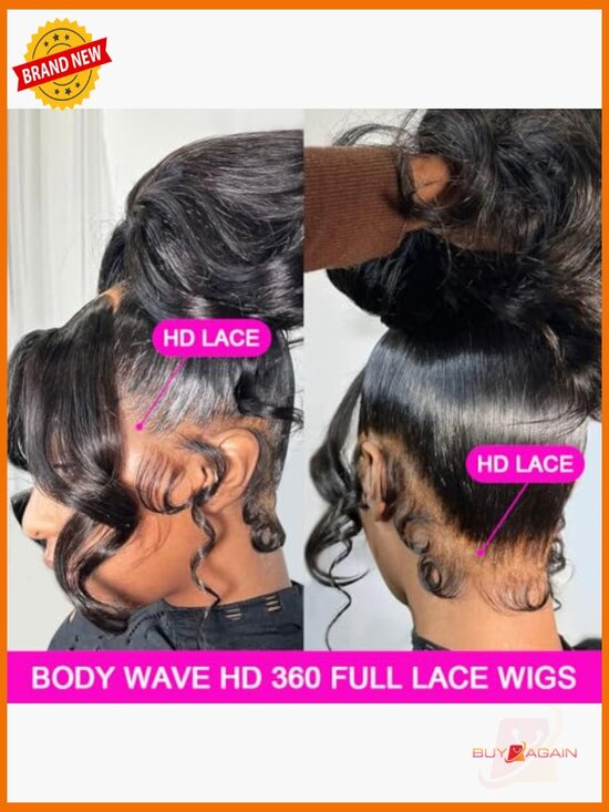 360 Lace Front Wig Human Hair Body Wave 180 Density Glueless Pre Plucked main image 4